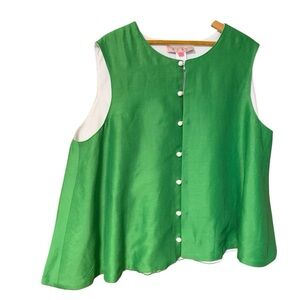 BURU XL Swing top Sleeveless Mod Green White Reversible MSRP $258 Made In USA